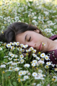 sleeping in flowers