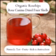 Organic rosehip tea made from Rosa canina dried fruit shells. Caffeine-free herbal tea with a naturally tart, fruity flavour.